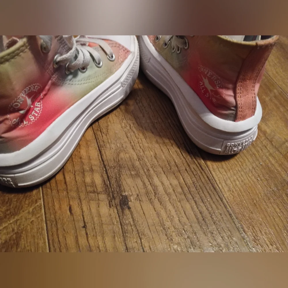 Converse Pink and Green High-Top Sneakers with Chunky Sole - Picture 8 of 16
